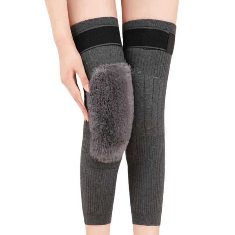 2 PCS Non-Slip Cashmere Wool Knee Pads Brace Leg Warmer with Strap Adjustable for Men & Women