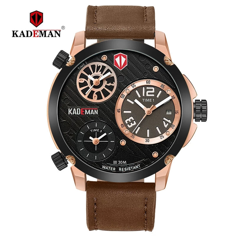 Kademan Analog Digital 3-Time zone watch (3 Time Watch)