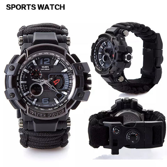 Yuzex Survival Watch, 6 in 1 Paracord Bracelet Compass Watch