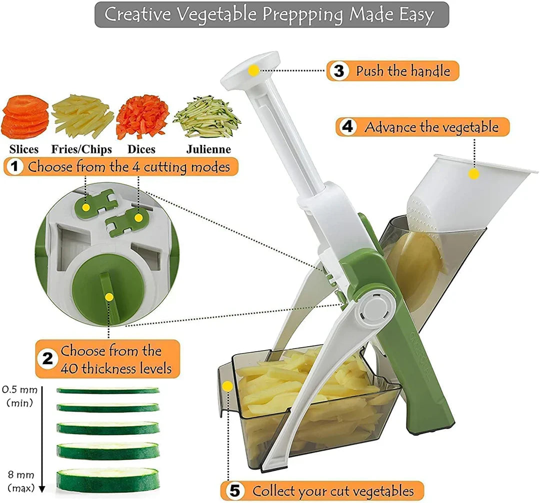 5-in-1 Multifunctional Vegetable Cutter and Slicer | Mandoline Vegetable Cutter Slicer Chopper |  Kitchen Shredder Grater