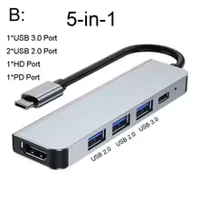 USB 3.0 Hub For Laptop Adapter PC Computer PD Charge Dock Station RJ45 HDMI-compatible TF/SD Card Notebook Type-C Splitter
