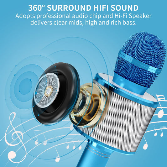 Kids Microphone for Singing, Wireless Bluetooth Karaoke Microphone for Adults, Portable
