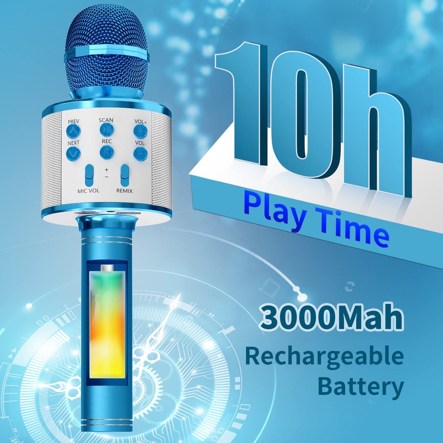 Kids Microphone for Singing, Wireless Bluetooth Karaoke Microphone for Adults, Portable