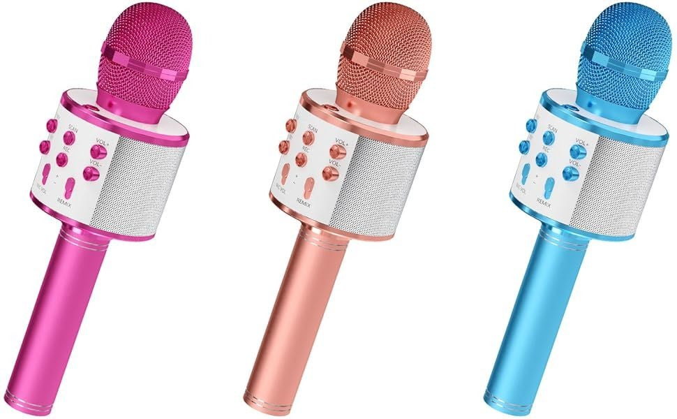Kids Microphone for Singing, Wireless Bluetooth Karaoke Microphone for Adults, Portable