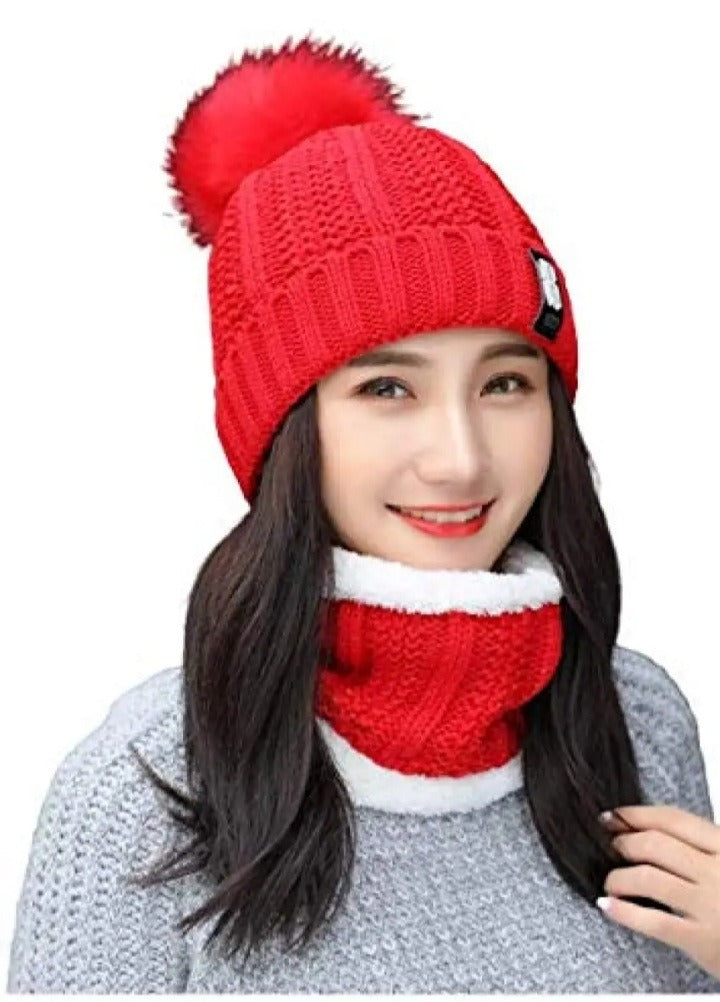 Winter caps for girls Knitted Scarf Hat Set Thick Warm Skullies Beanies Hats for winter cap s for Women