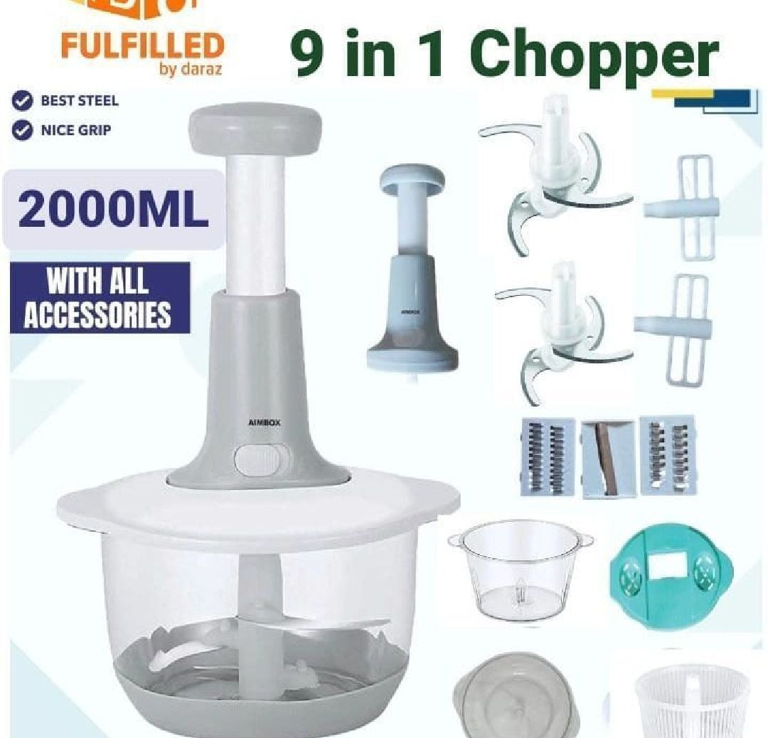 9-in-1 Vegetable Chopper, Cutter, Slicer & Grater - Multi-Function Kitchen Tool
